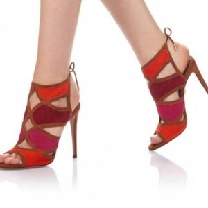 Aquazzura Red and Pink Strappy Heels